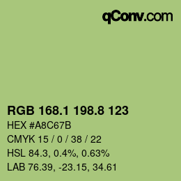 Color code: RGB 168.1 198.8 123 | qconv.com