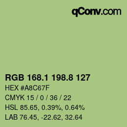 Color code: RGB 168.1 198.8 127 | qconv.com