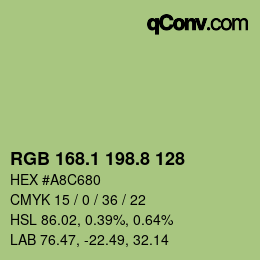 Color code: RGB 168.1 198.8 128 | qconv.com