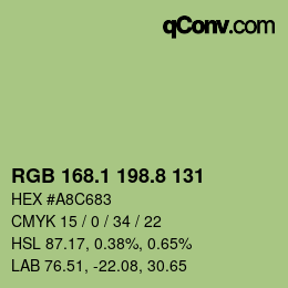 カラーコード: RGB 168.1 198.8 131 | qconv.com