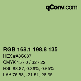 カラーコード: RGB 168.1 198.8 135 | qconv.com