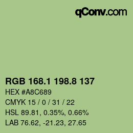 Color code: RGB 168.1 198.8 137 | qconv.com