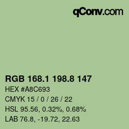 Color code: RGB 168.1 198.8 147 | qconv.com