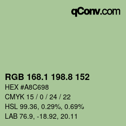 Color code: RGB 168.1 198.8 152 | qconv.com