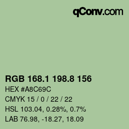 Color code: RGB 168.1 198.8 156 | qconv.com