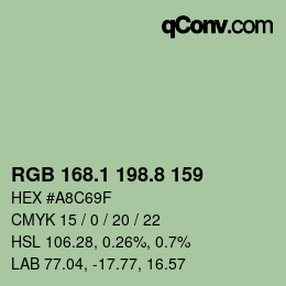 カラーコード: RGB 168.1 198.8 159 | qconv.com