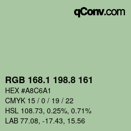 Color code: RGB 168.1 198.8 161 | qconv.com