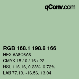 Código de color: RGB 168.1 198.8 166 | qconv.com