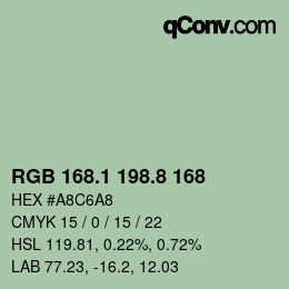 Código de color: RGB 168.1 198.8 168 | qconv.com