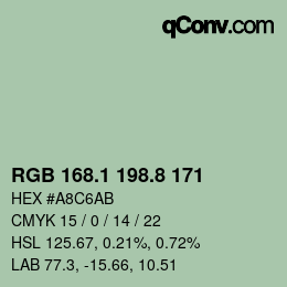 Farbcode: RGB 168.1 198.8 171 | qconv.com