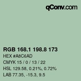 Farbcode: RGB 168.1 198.8 173 | qconv.com