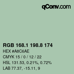 カラーコード: RGB 168.1 198.8 174 | qconv.com