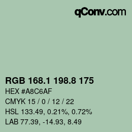 カラーコード: RGB 168.1 198.8 175 | qconv.com