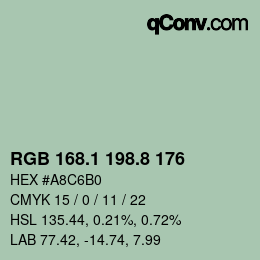 カラーコード: RGB 168.1 198.8 176 | qconv.com