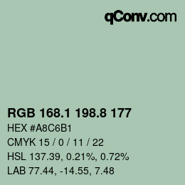 カラーコード: RGB 168.1 198.8 177 | qconv.com