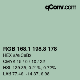 Código de color: RGB 168.1 198.8 178 | qconv.com