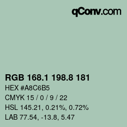 カラーコード: RGB 168.1 198.8 181 | qconv.com