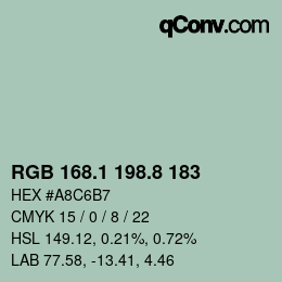 Código de color: RGB 168.1 198.8 183 | qconv.com