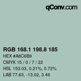 Color code: RGB 168.1 198.8 185 | qconv.com