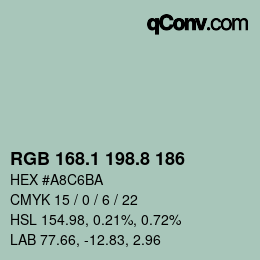 カラーコード: RGB 168.1 198.8 186 | qconv.com