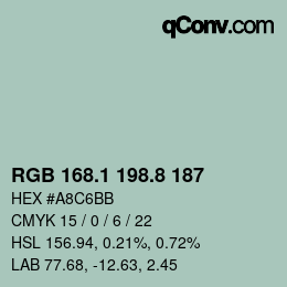 Color code: RGB 168.1 198.8 187 | qconv.com