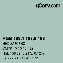 Color code: RGB 168.1 198.8 188 | qconv.com
