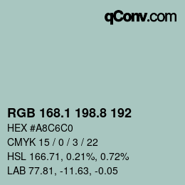 Farbcode: RGB 168.1 198.8 192 | qconv.com