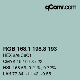 Color code: RGB 168.1 198.8 193 | qconv.com