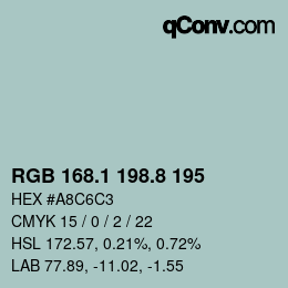 Color code: RGB 168.1 198.8 195 | qconv.com