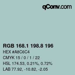 Código de color: RGB 168.1 198.8 196 | qconv.com