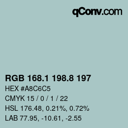 Farbcode: RGB 168.1 198.8 197 | qconv.com