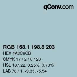 Farbcode: RGB 168.1 198.8 203 | qconv.com