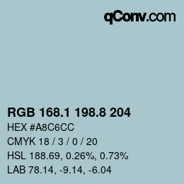 カラーコード: RGB 168.1 198.8 204 | qconv.com
