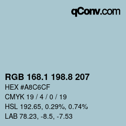 Color code: RGB 168.1 198.8 207 | qconv.com