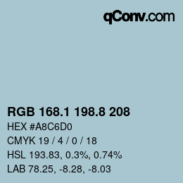 Color code: RGB 168.1 198.8 208 | qconv.com