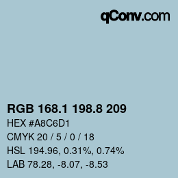 カラーコード: RGB 168.1 198.8 209 | qconv.com