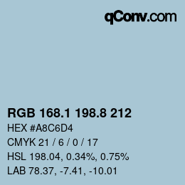 Color code: RGB 168.1 198.8 212 | qconv.com