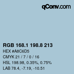 Código de color: RGB 168.1 198.8 213 | qconv.com