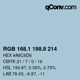 カラーコード: RGB 168.1 198.8 214 | qconv.com