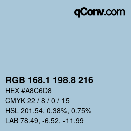 Farbcode: RGB 168.1 198.8 216 | qconv.com