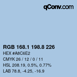 Color code: RGB 168.1 198.8 226 | qconv.com