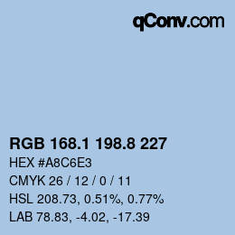 Color code: RGB 168.1 198.8 227 | qconv.com