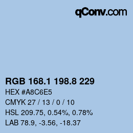 Código de color: RGB 168.1 198.8 229 | qconv.com