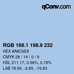 Color code: RGB 168.1 198.8 232 | qconv.com