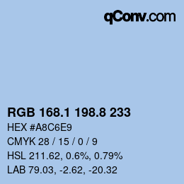 Color code: RGB 168.1 198.8 233 | qconv.com