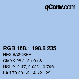 Color code: RGB 168.1 198.8 235 | qconv.com