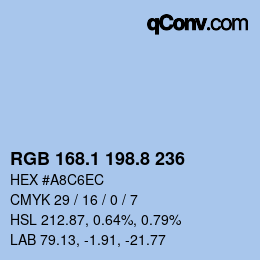Color code: RGB 168.1 198.8 236 | qconv.com