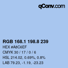 Color code: RGB 168.1 198.8 239 | qconv.com
