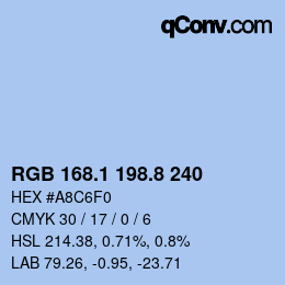 Color code: RGB 168.1 198.8 240 | qconv.com