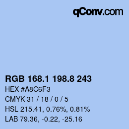 Color code: RGB 168.1 198.8 243 | qconv.com